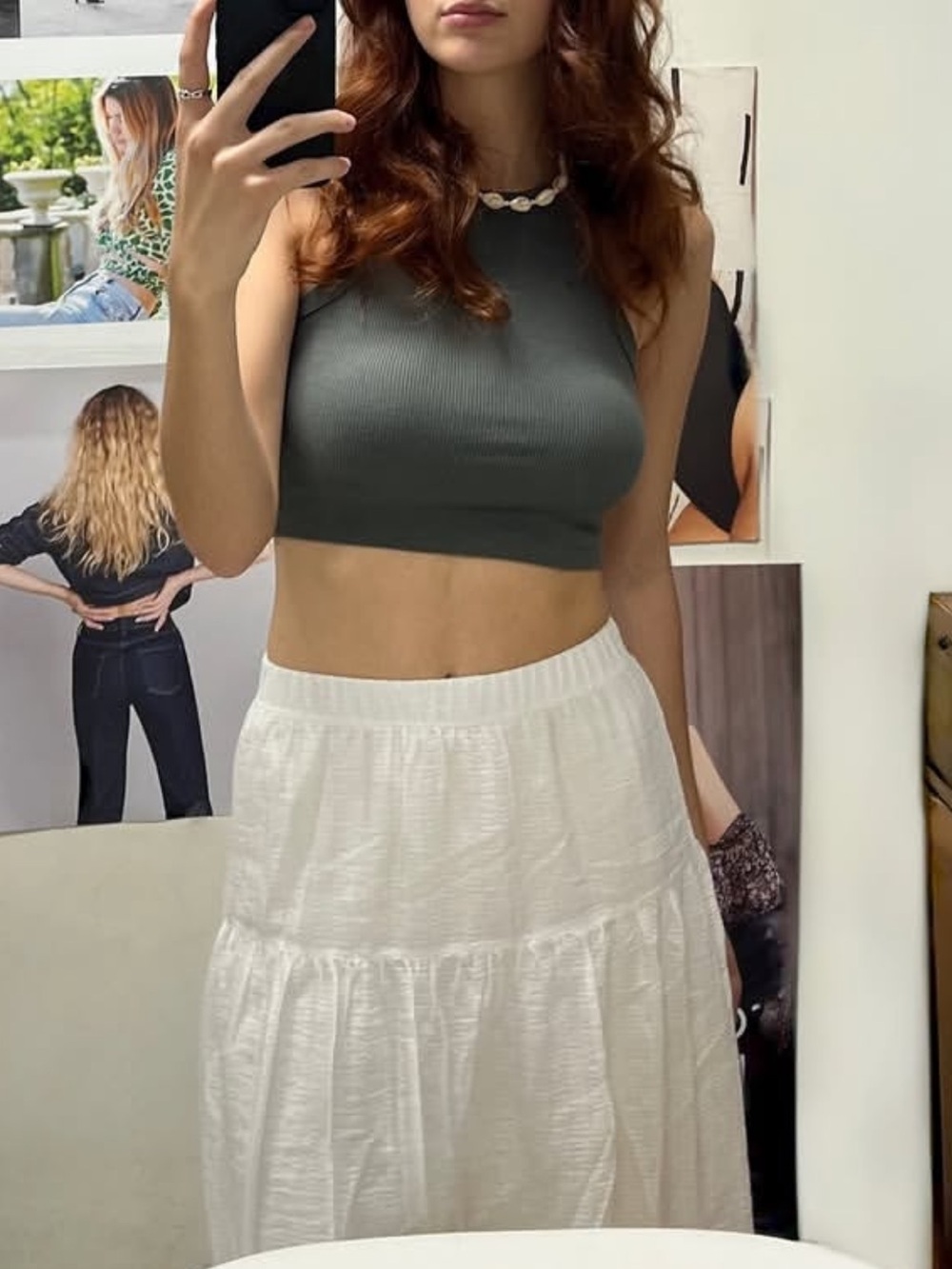 Dynamite Boho White Maxi Skirt